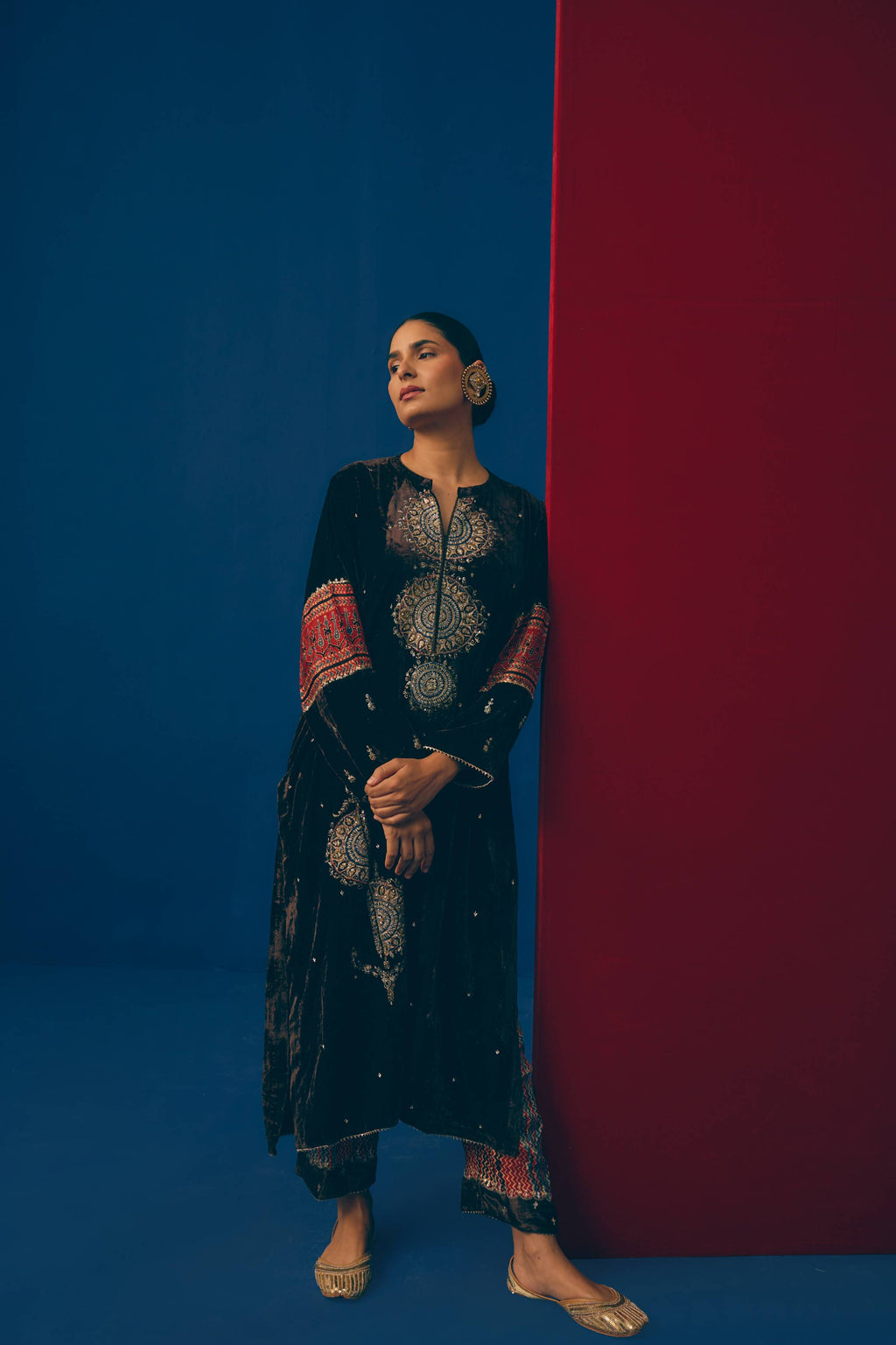 Brown Zardozi Velvet Suit