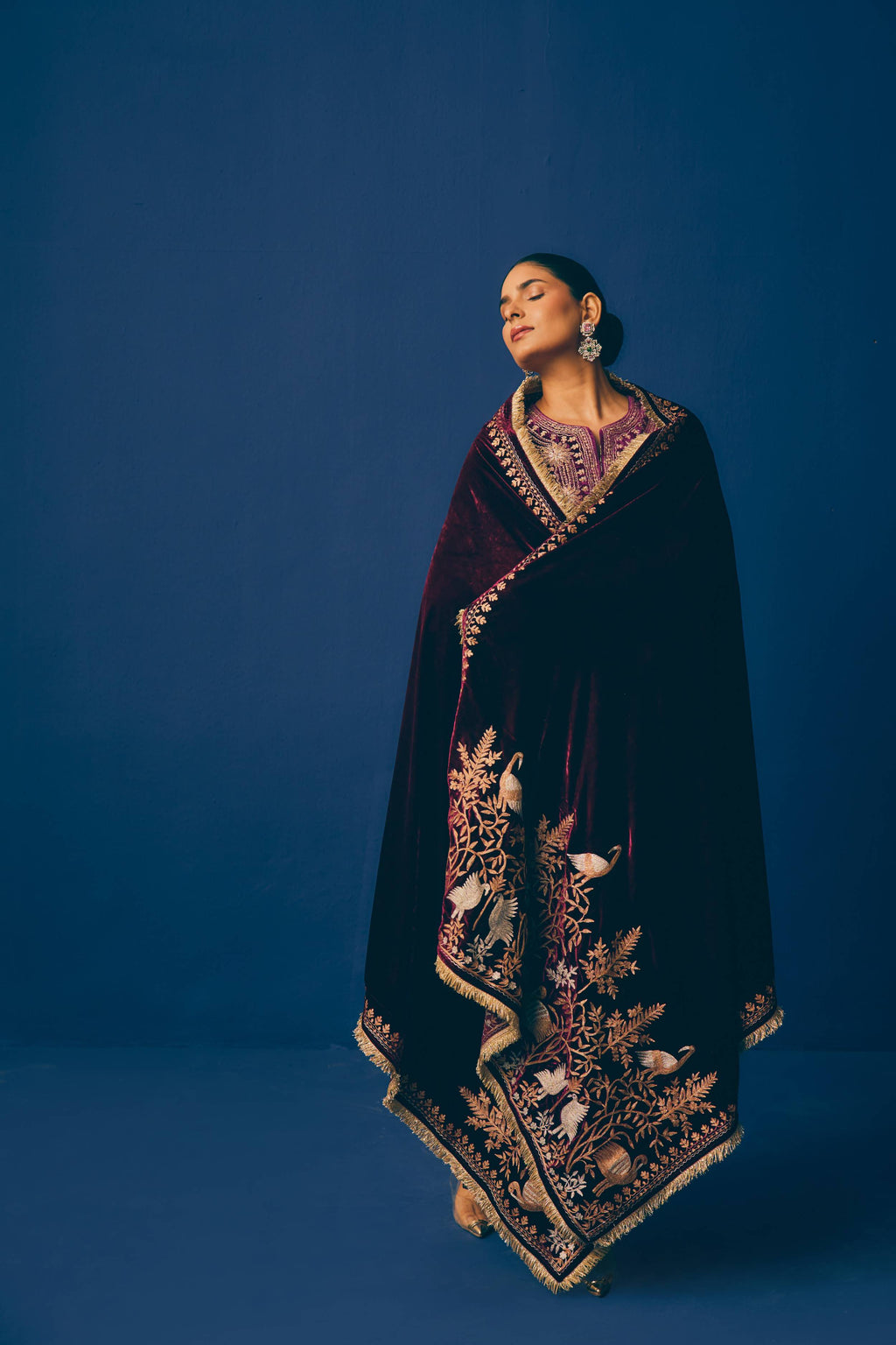 Purple Garnet Velvet Odhni