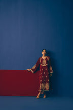 Ruby Embroidered Velvet Kurta Set