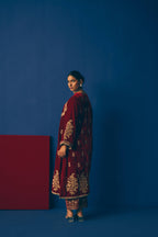 Ruby Embroidered Velvet Kurta Set