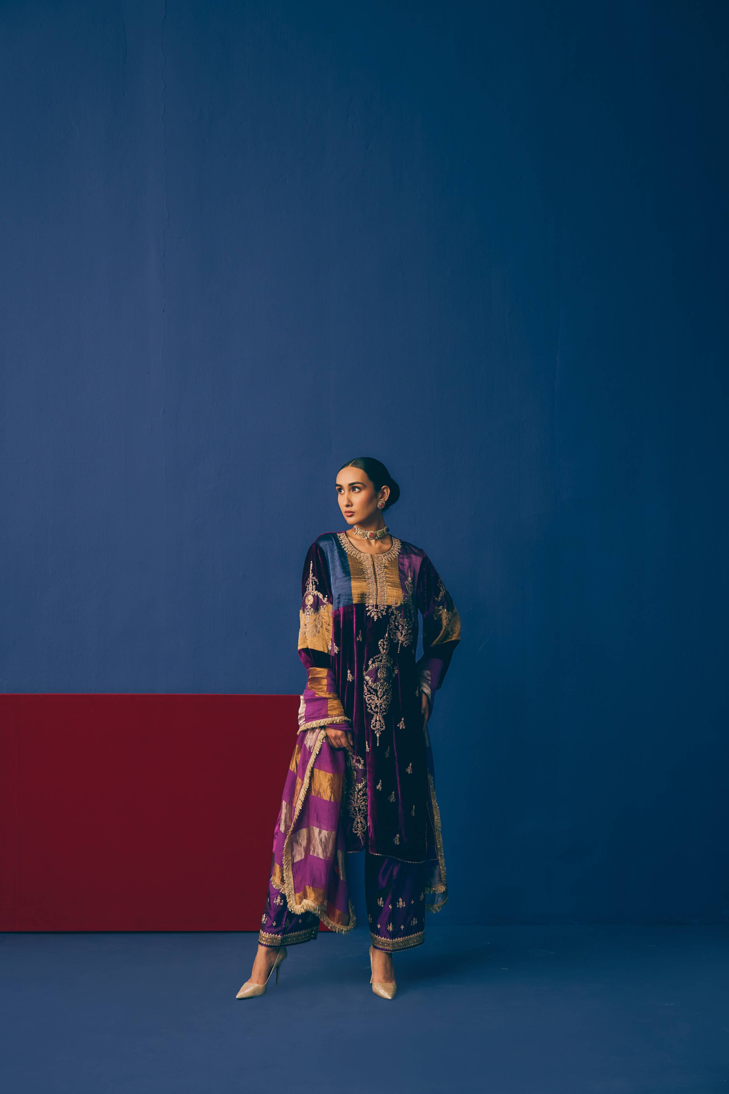 Jamuni Snowflake Velvet Suit