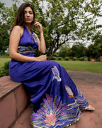 Cerulean Embroidered Birds Jumpsuit