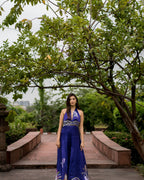 Cerulean Embroidered Birds Jumpsuit