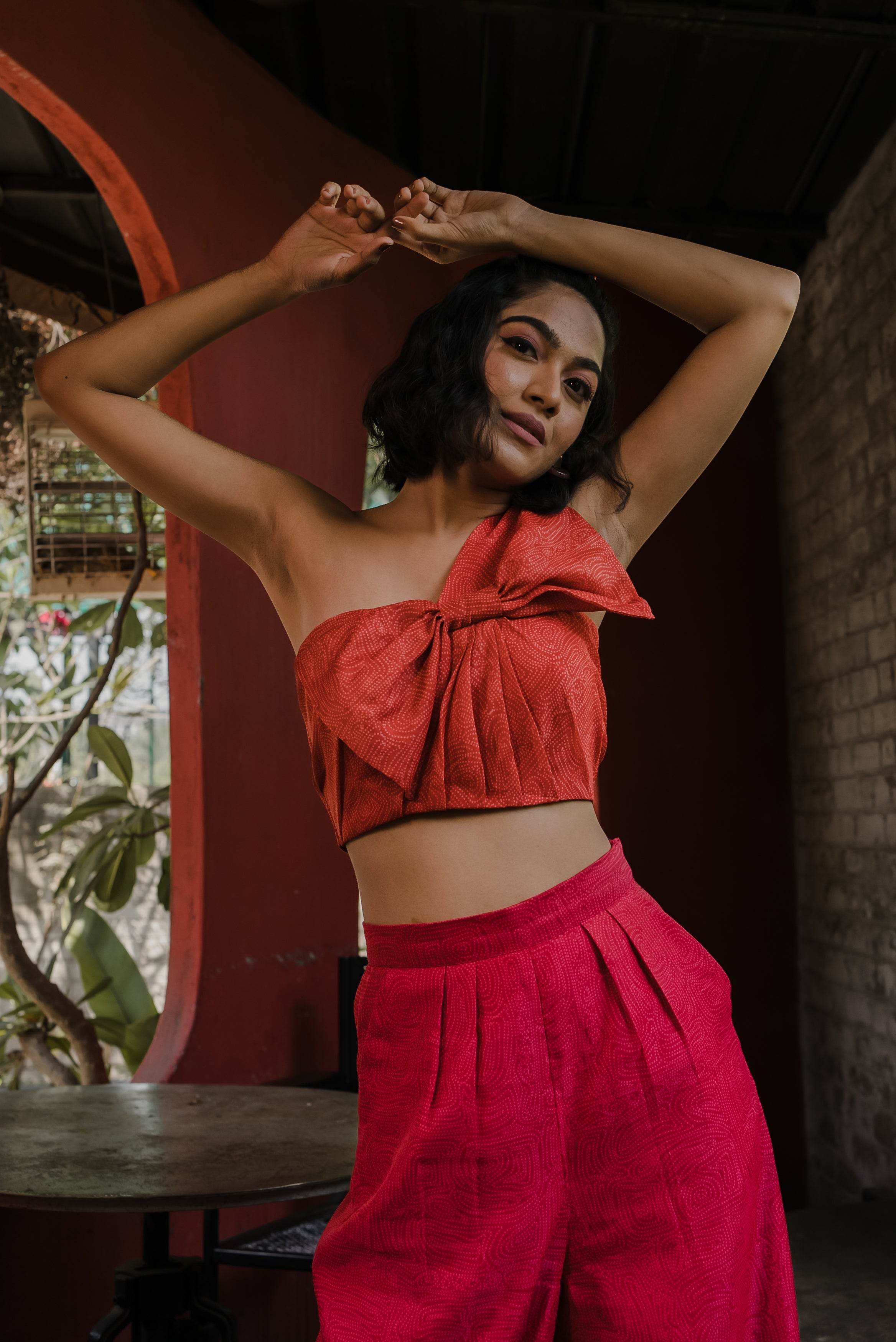 Abstract bhandani one shoulder and pants Secondary image