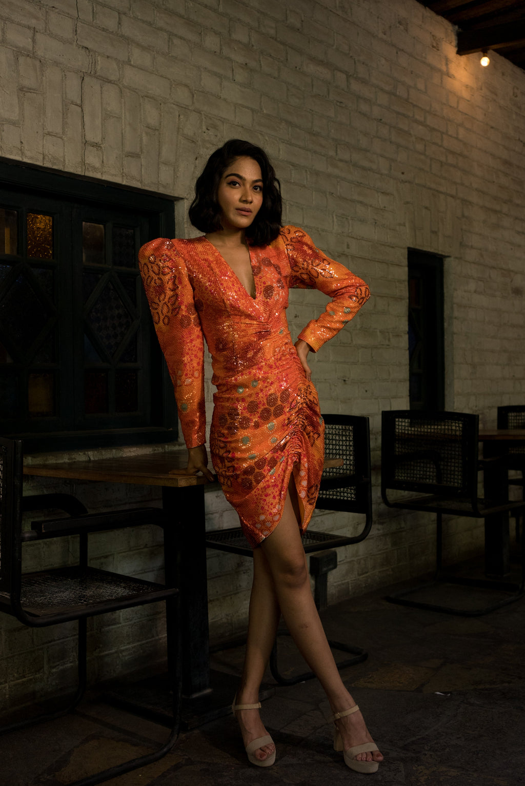 Ocean print sequence dress