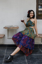 Fruit print halter neck dress