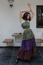 Fruit print halter neck dress