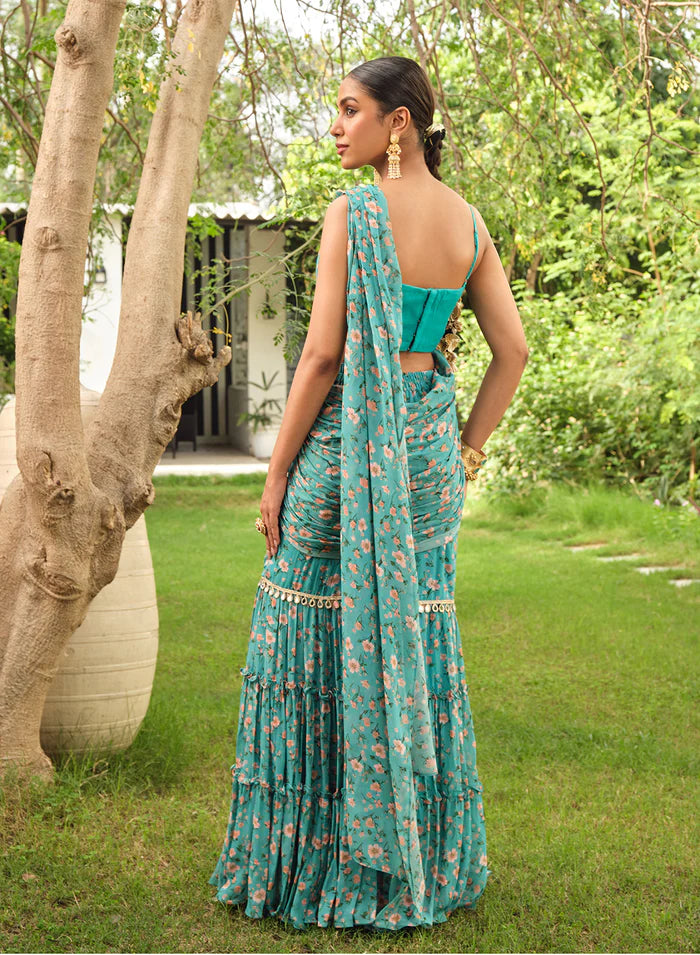 Vritika Floral Tied Gharara Saree