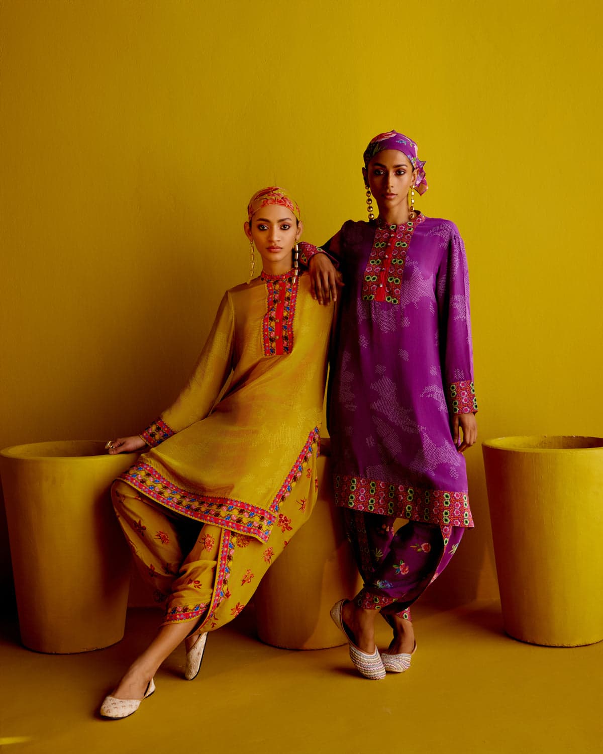 Digital Print Kurta with Tulip Drape Dhoti Pants Main image