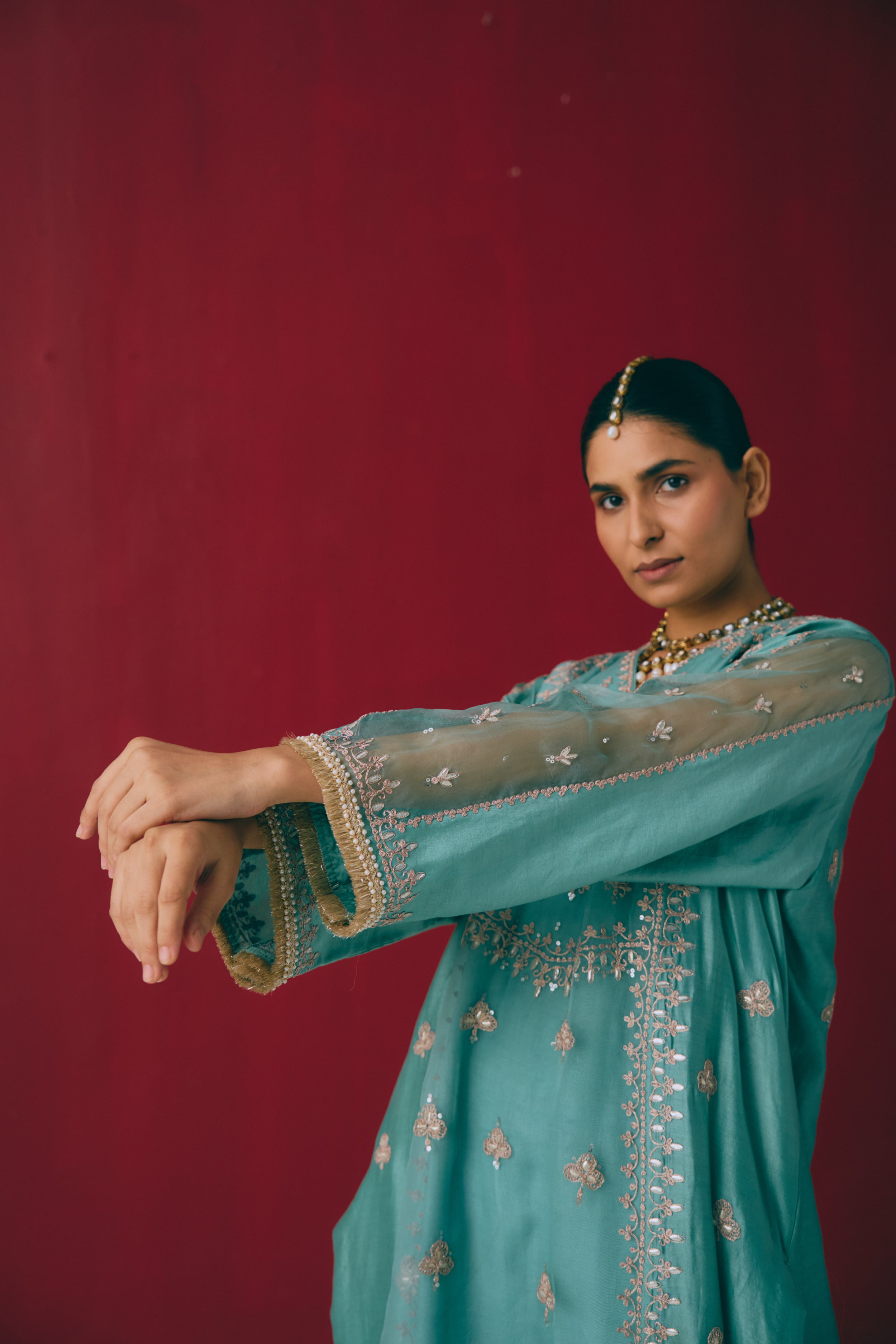Firozi Guldasta Kurta Set