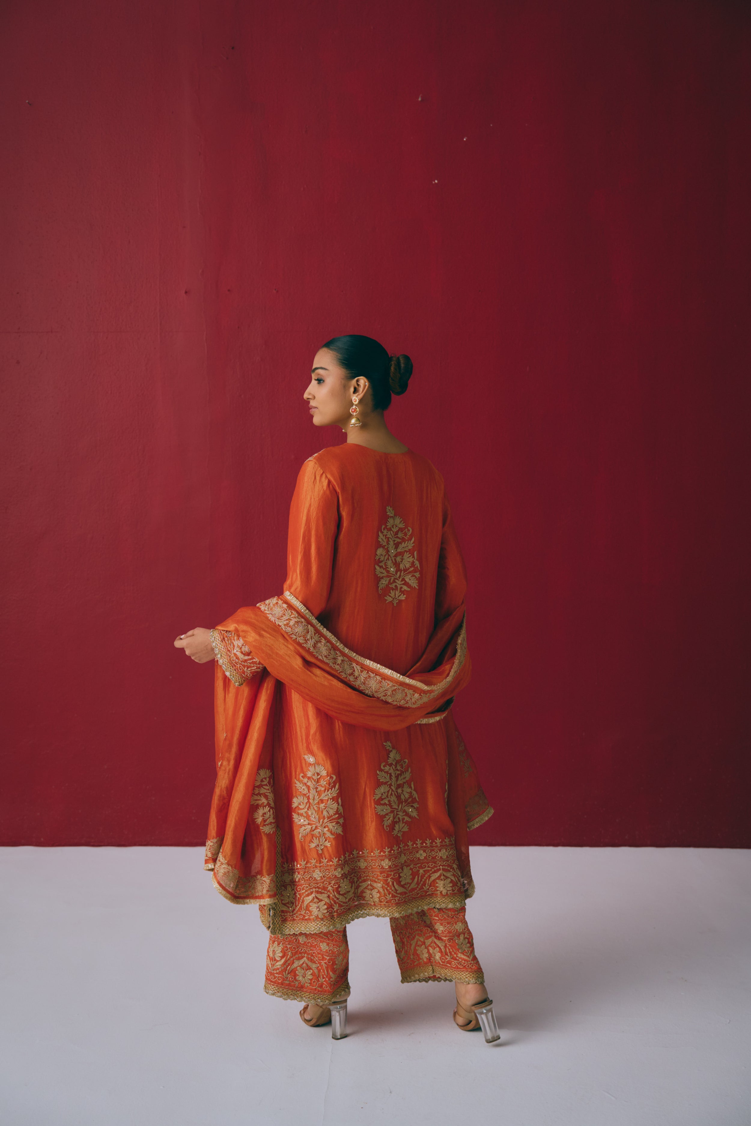 Narangi Dori Anarkali Set