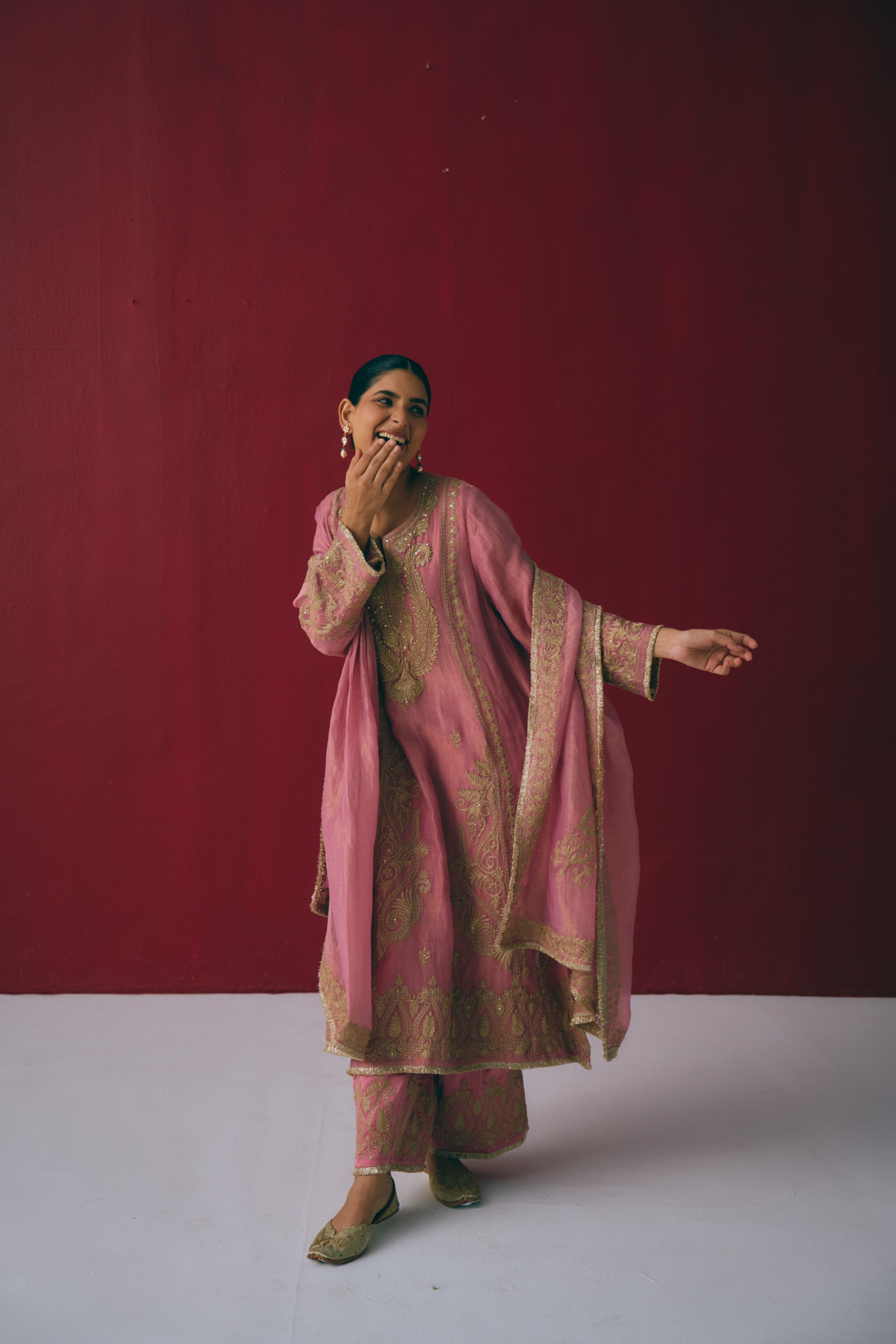 Gulabi Zardozi Palazzo Set