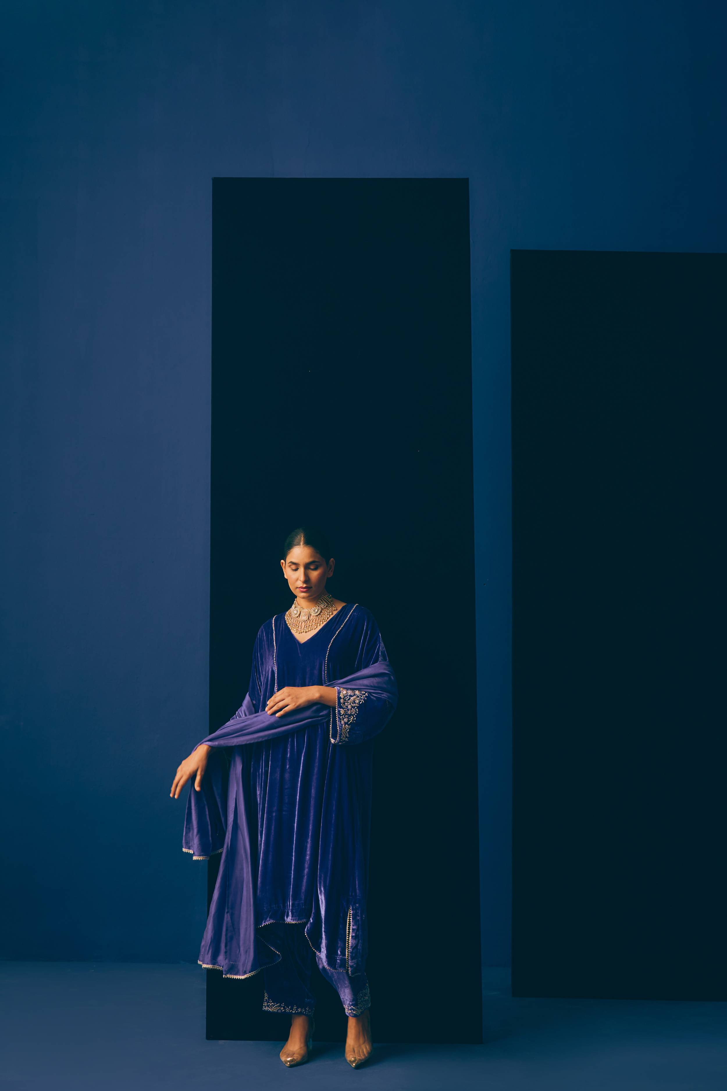 Chandrakala Royal Velvet Kurta Set Main image