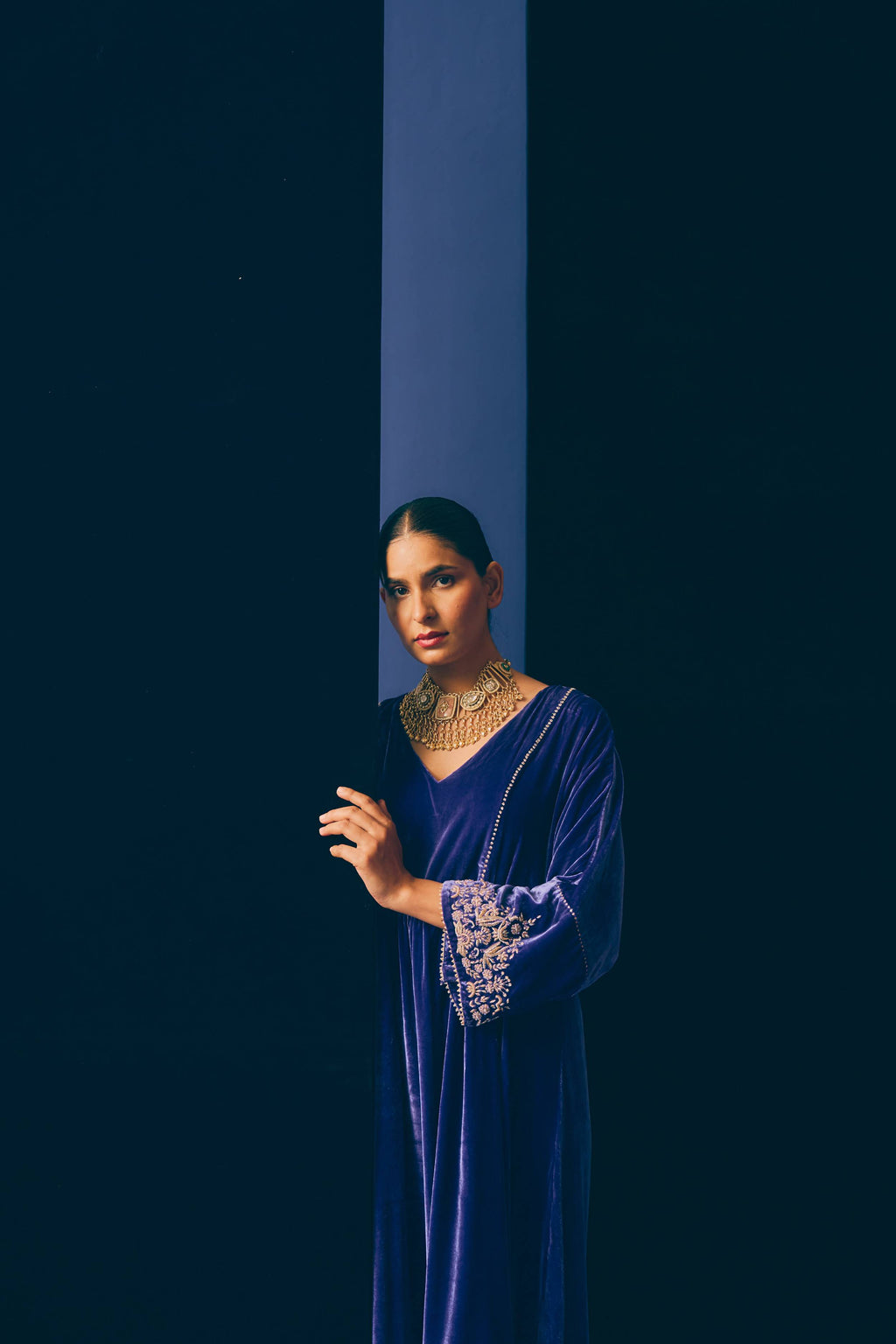 Chandrakala Royal Velvet Kurta Set