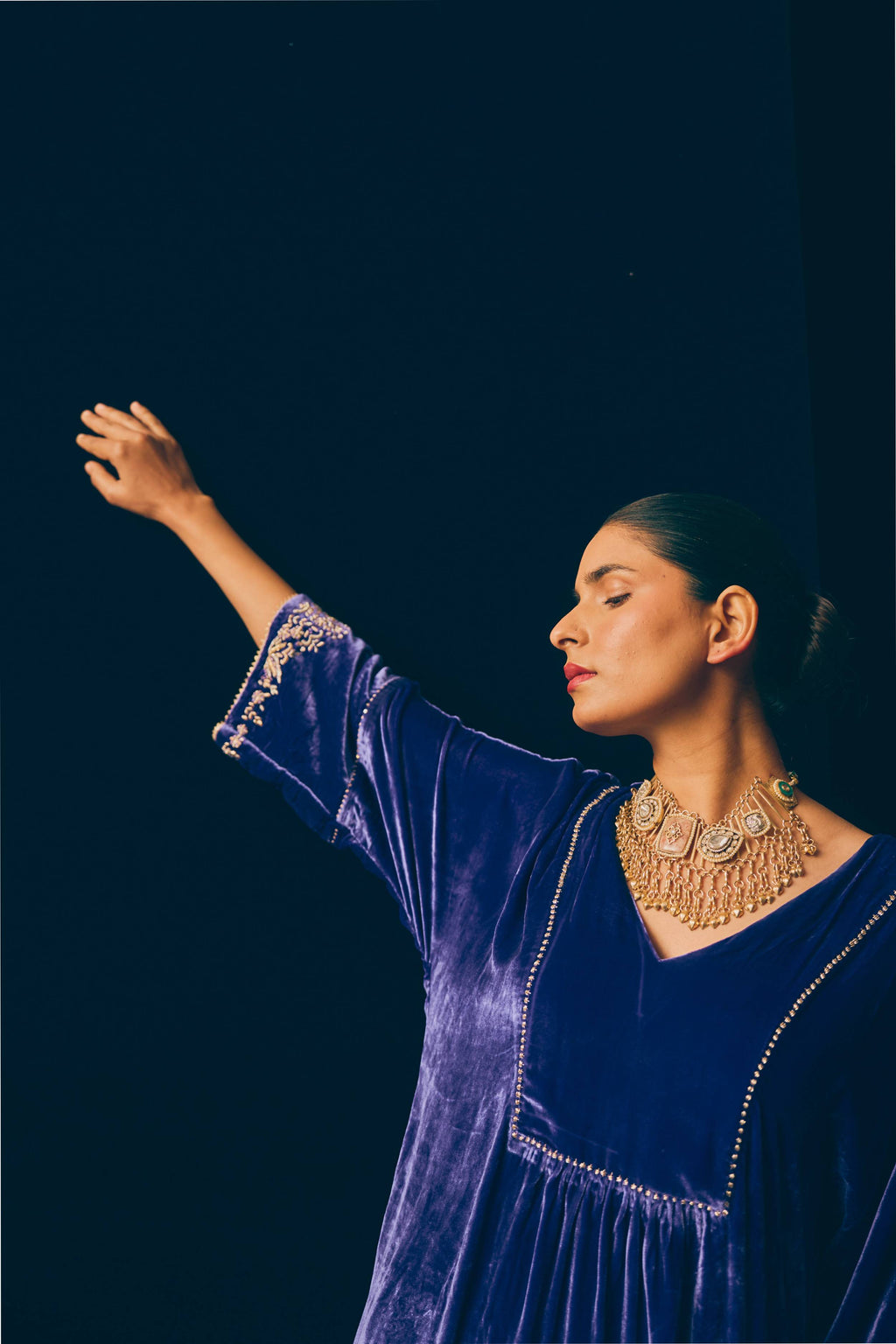 Chandrakala Royal Velvet Kurta Set