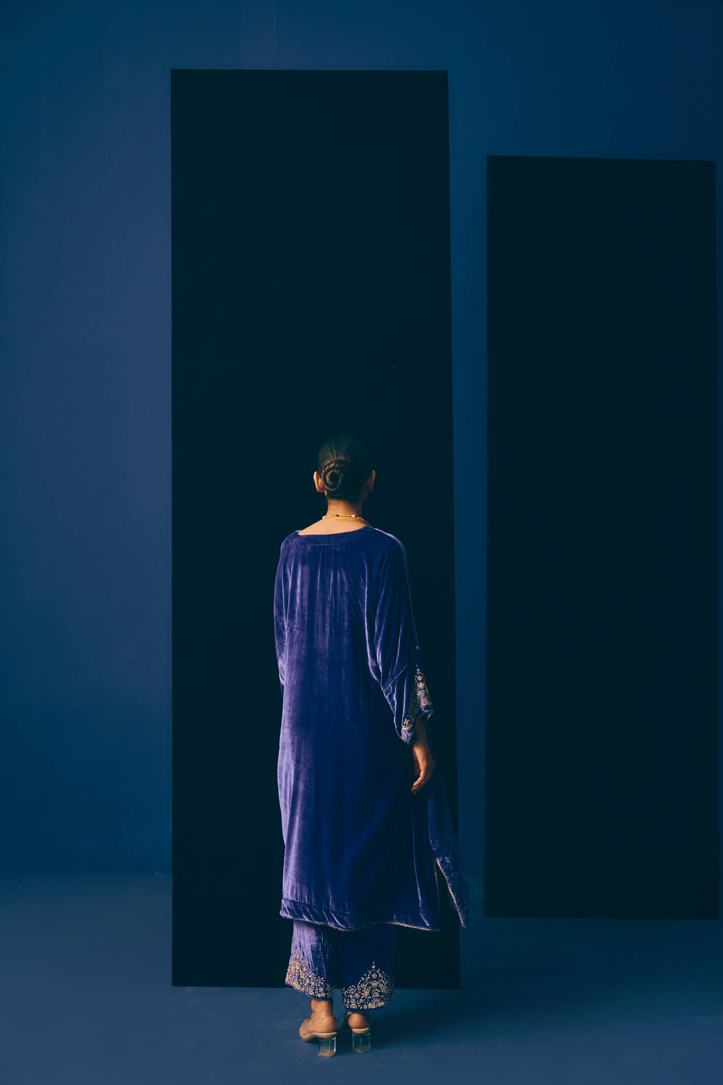 Chandrakala Royal Velvet Kurta Set