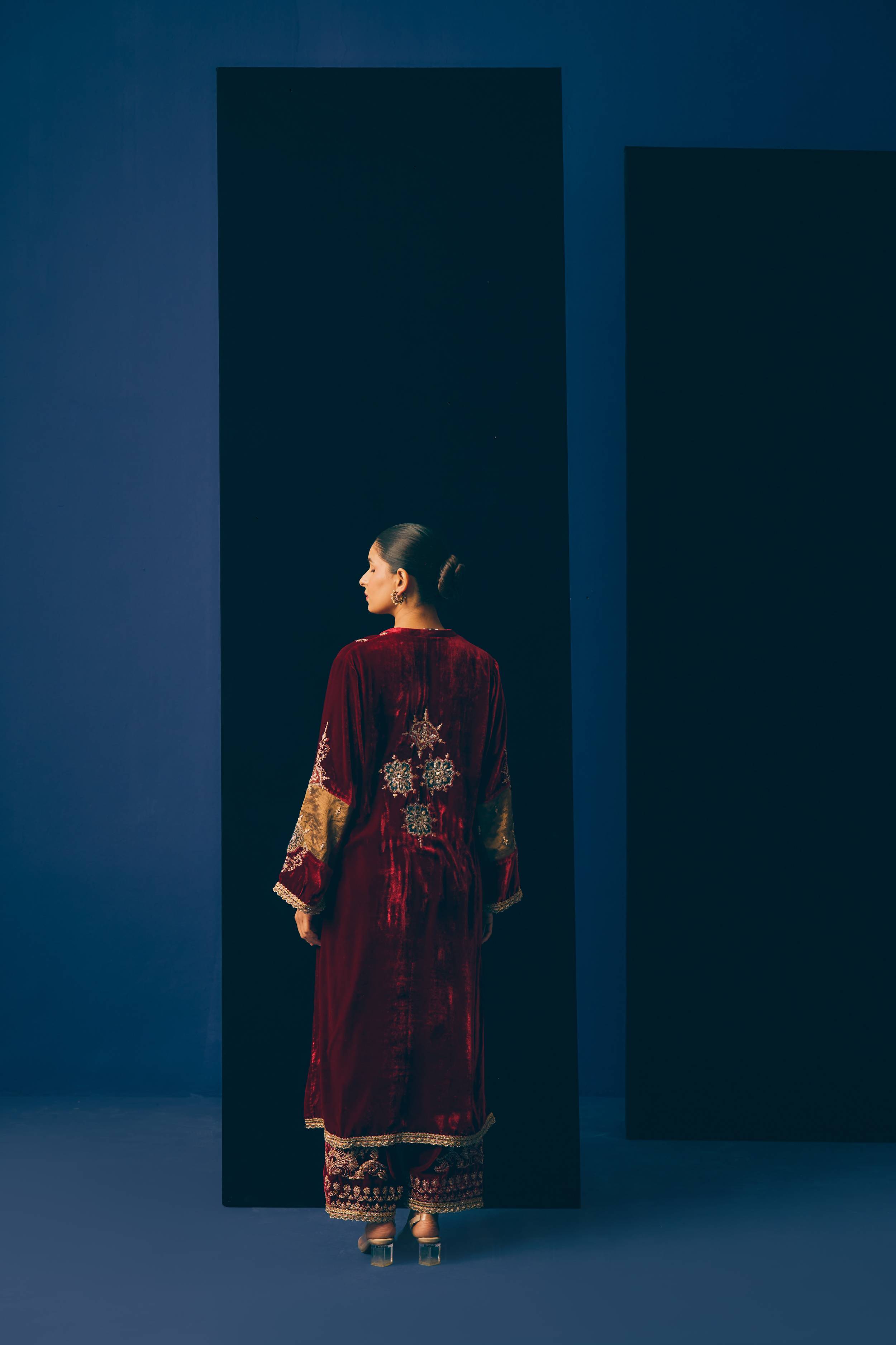 Midnight Wine Velvet Suit Set