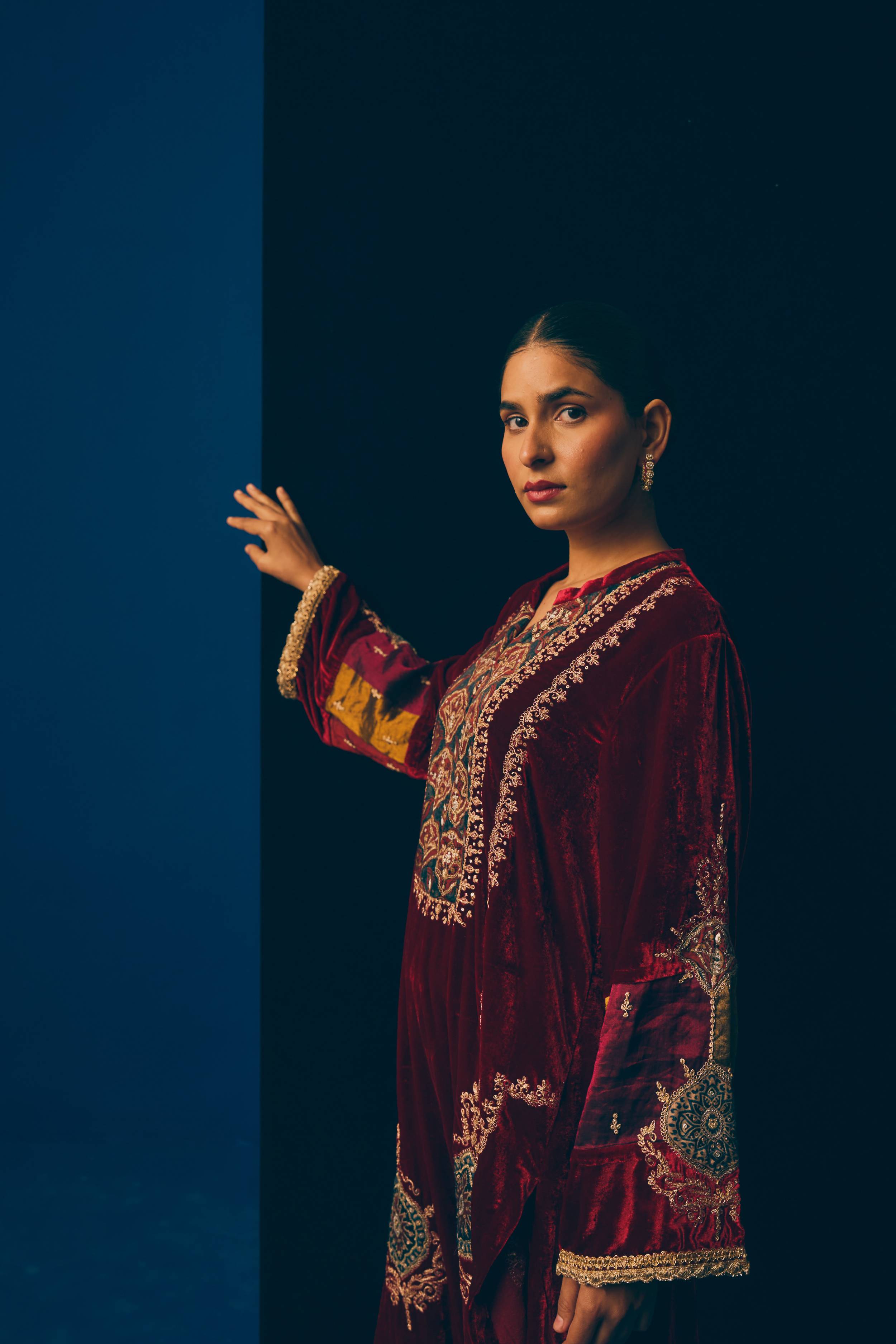 Midnight Wine Velvet Suit Set