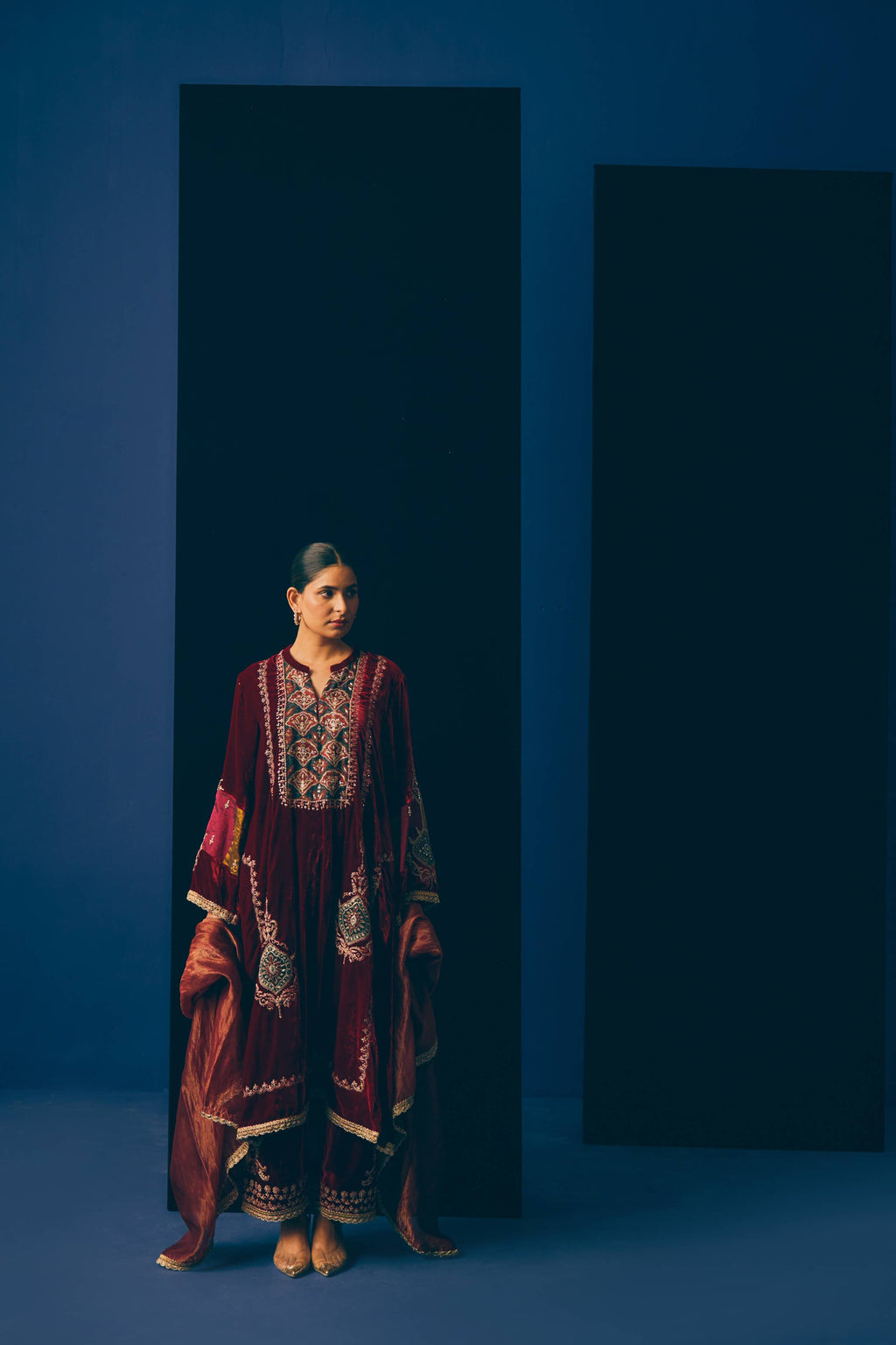 Midnight Wine Velvet Suit Set