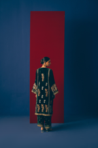 Green Cedar Velvet Kurta Set