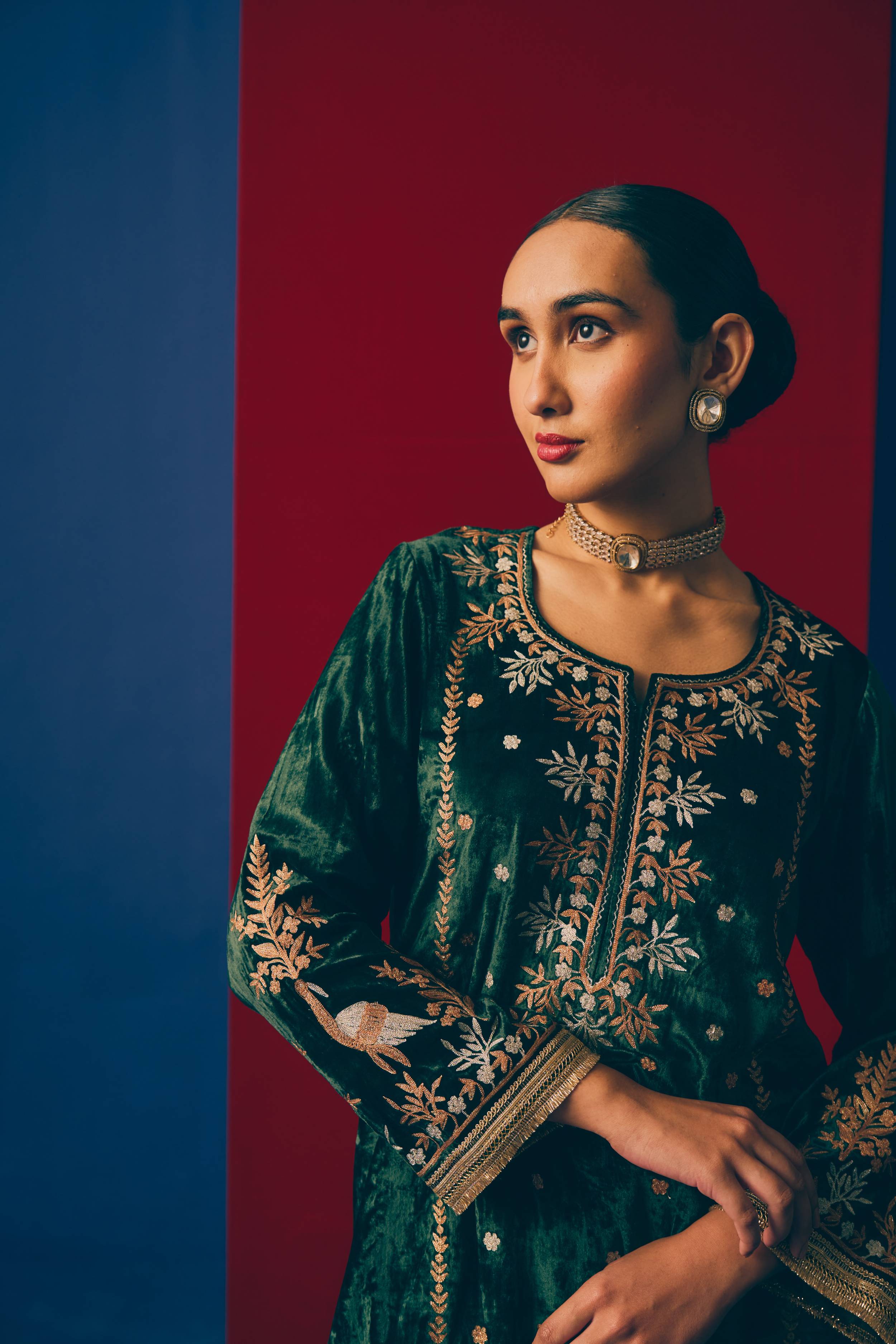 Forest Velvet Sharara Set