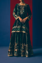 Forest Velvet Sharara Set