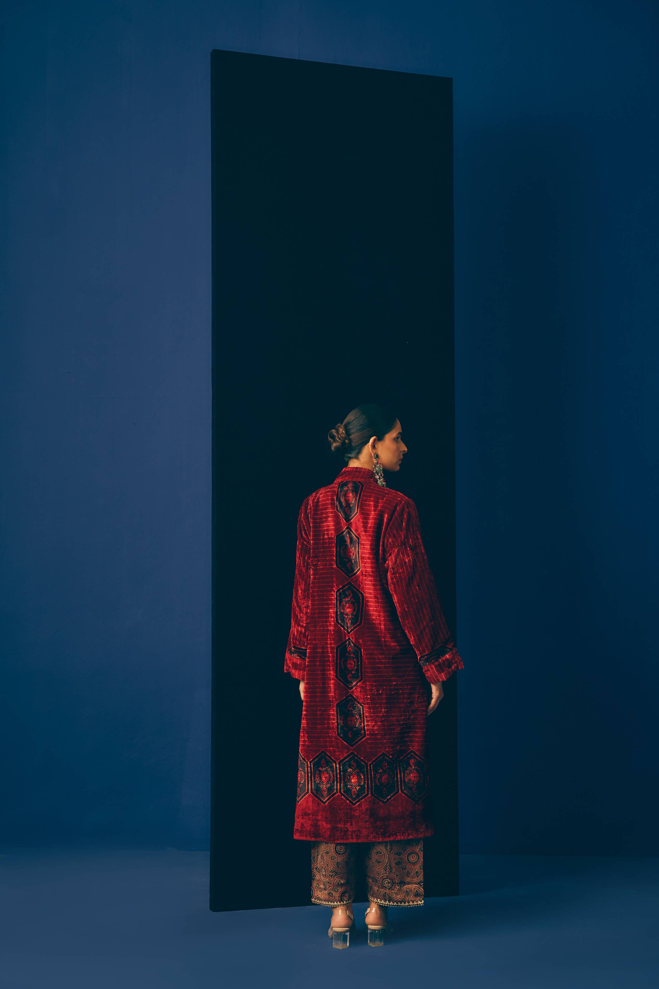 Ajrakh Accent Velvet Jacket