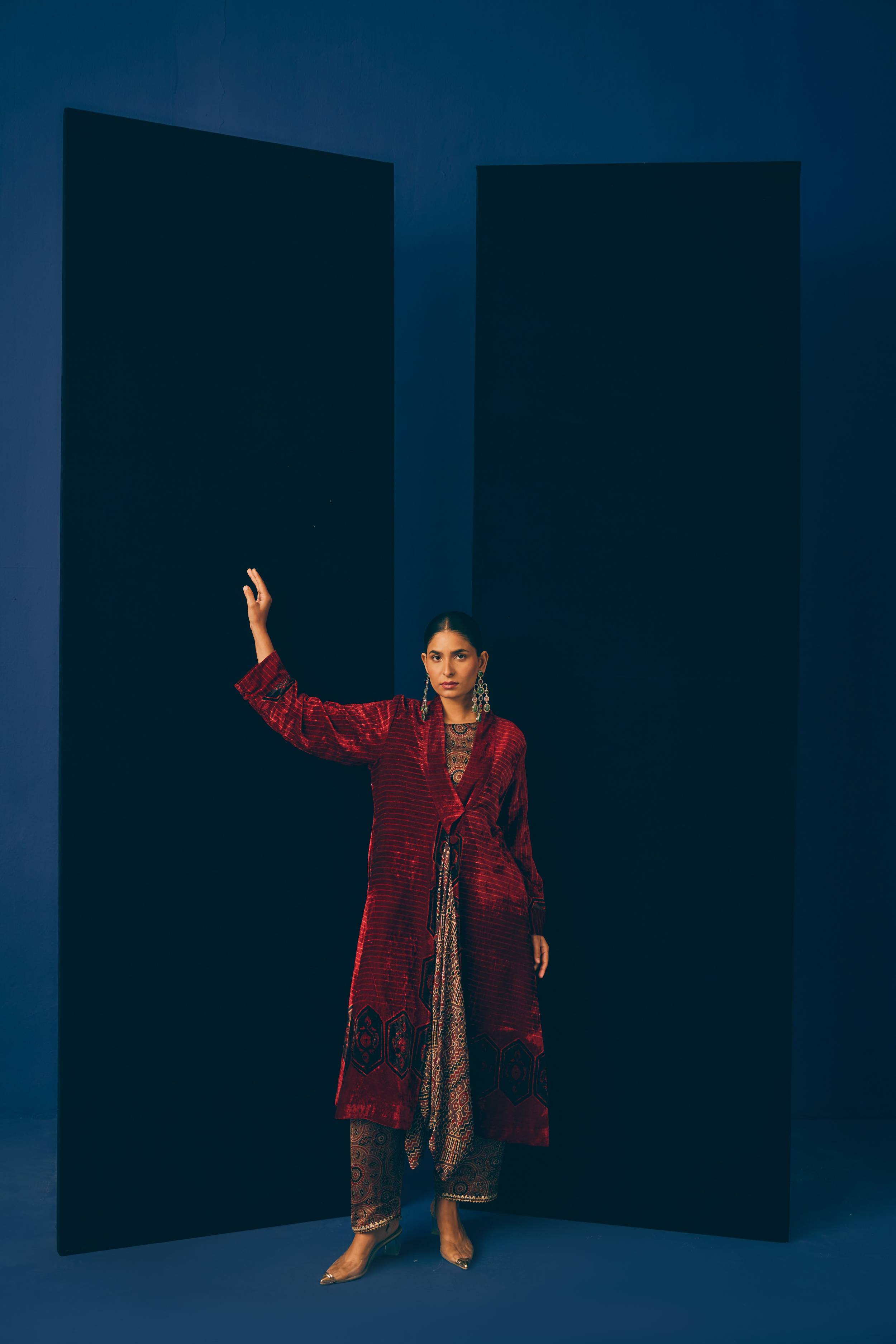 Ajrakh Accent Velvet Jacket