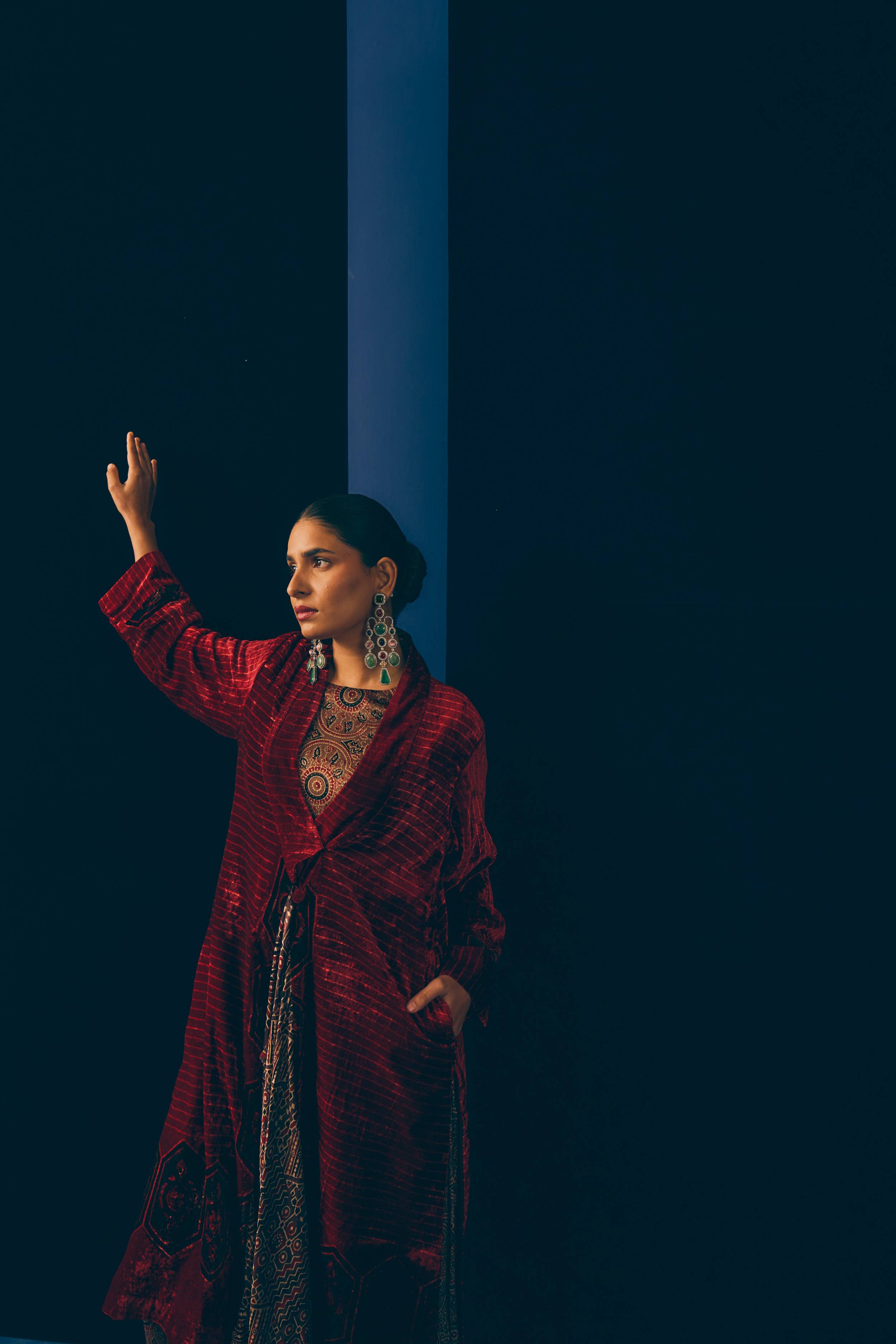 Ajrakh Accent Velvet Jacket