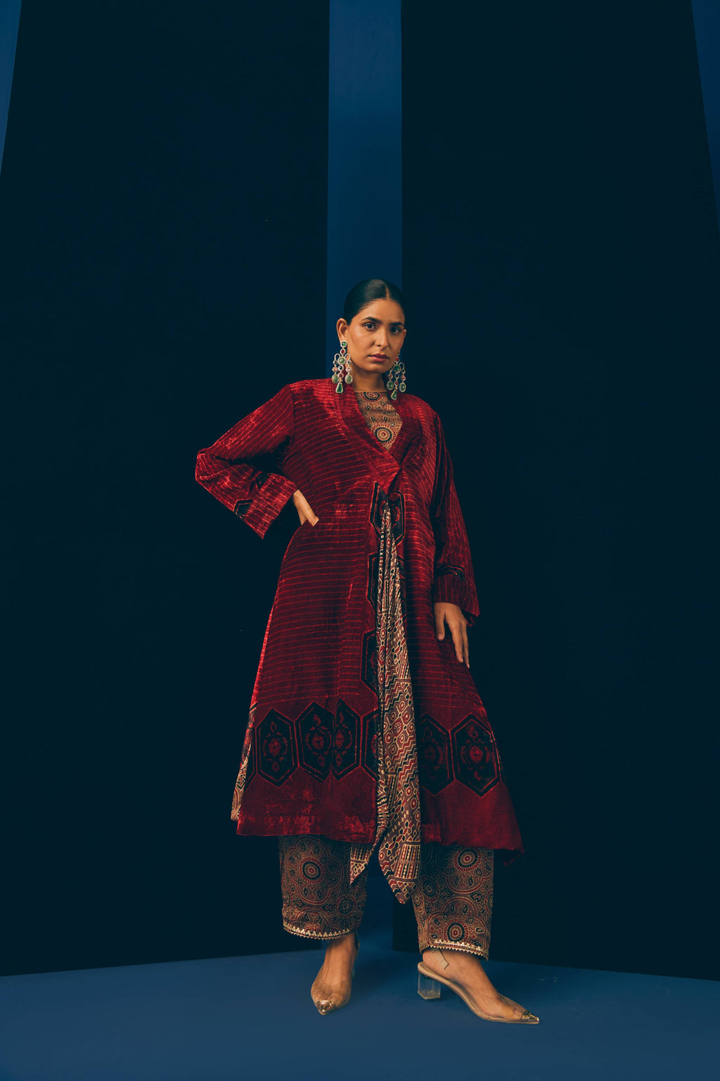Ajrakh Accent Velvet Jacket