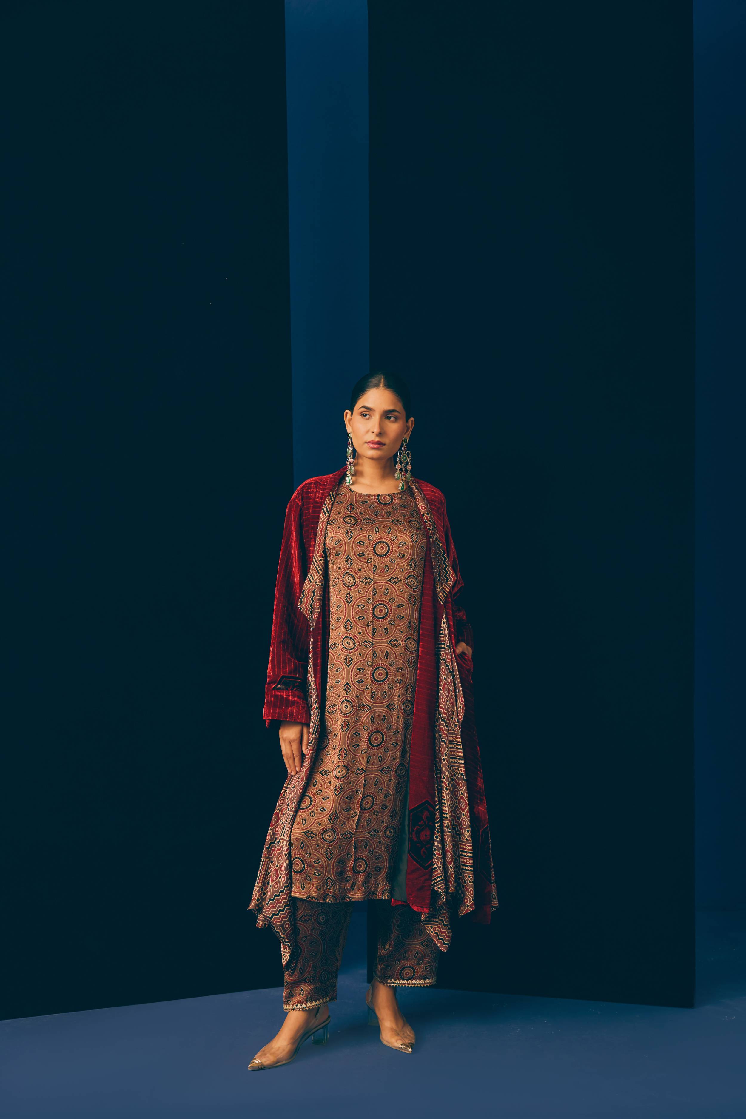Ajrakh Accent Velvet Jacket