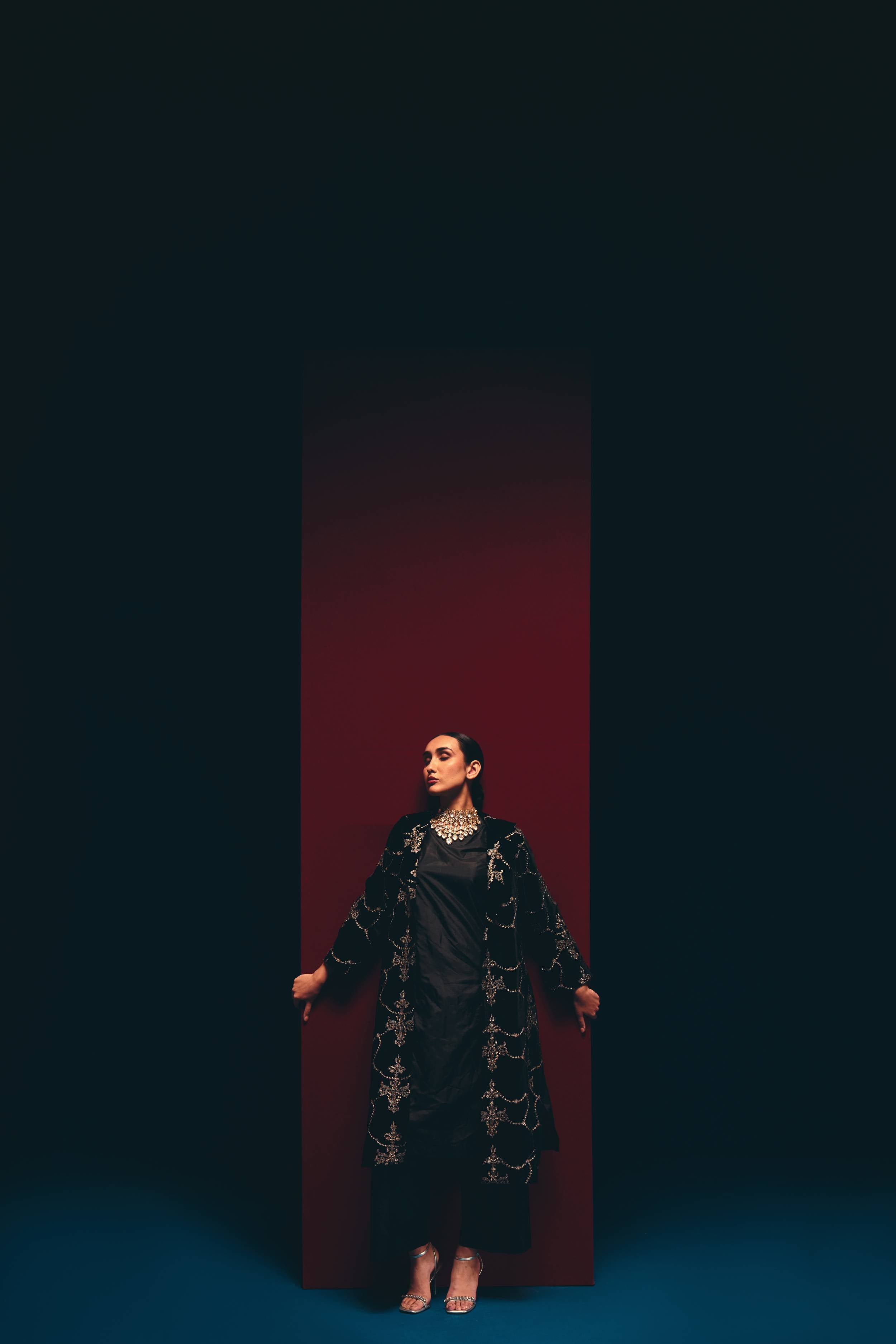 Obsidian Silk Velvet Jacket Set