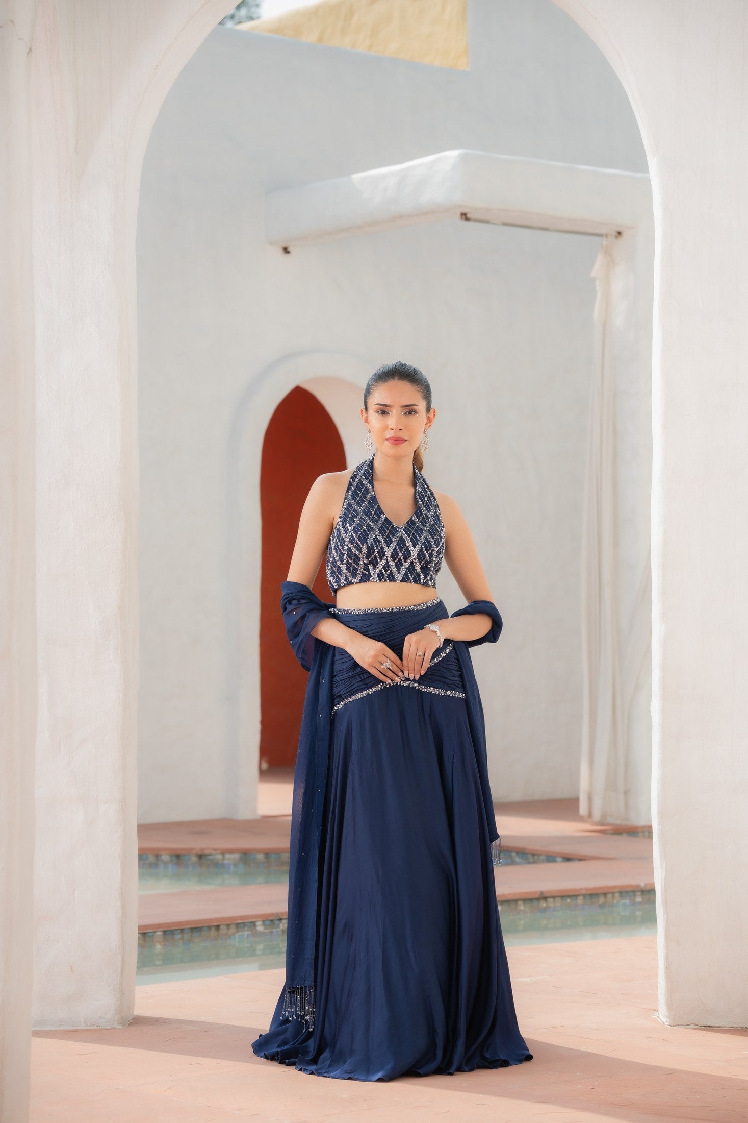 Saanj Halter Neck Lehenga Secondary image