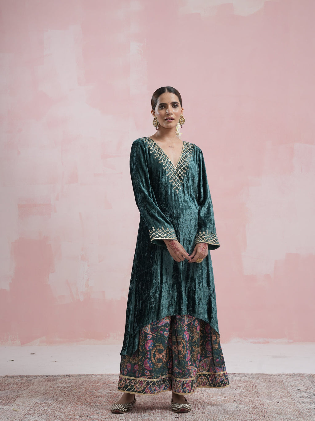 Sana Velvet Suit Set with Gota Patti