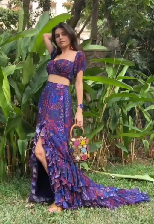 Prerna Mehra In Fruit print off shoulder top and skirt