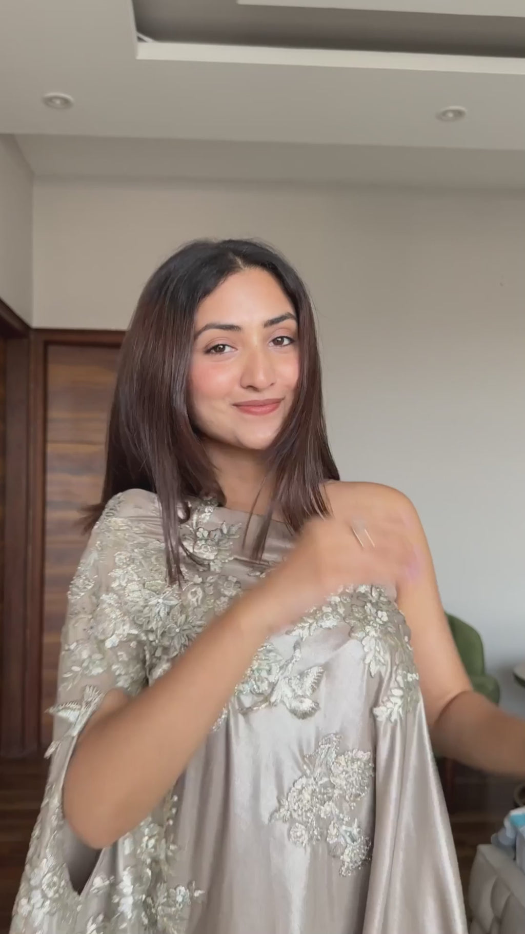 One Shoulder Cape & Sharara Set