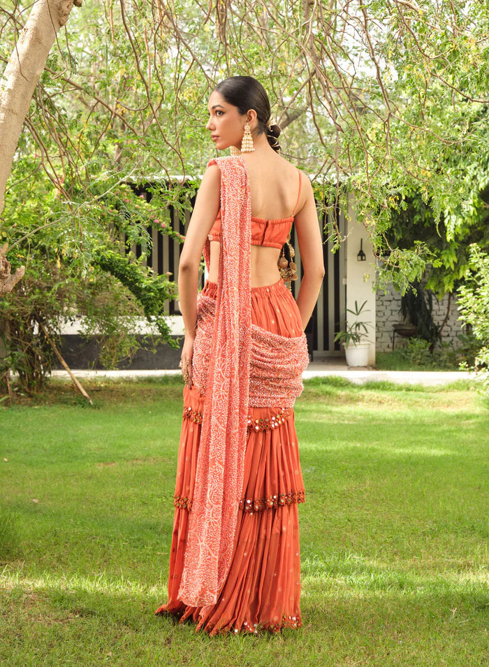Ruhani Mirror Work Tied Lehenga Saree